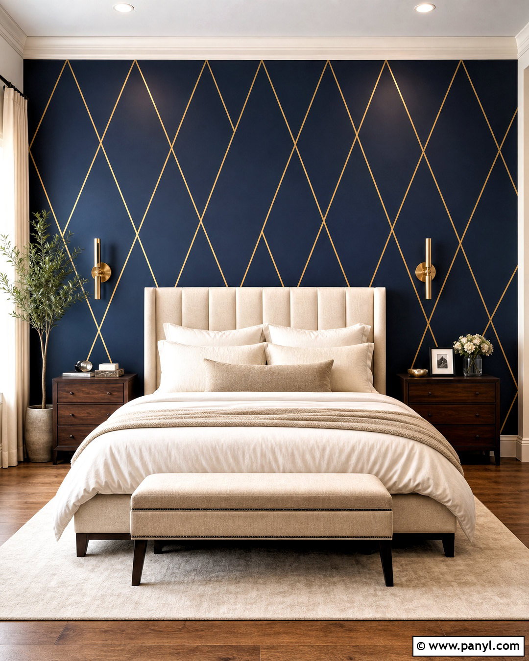 Navy And Gold Triangle Wall - 20 triangle wall design ideas
