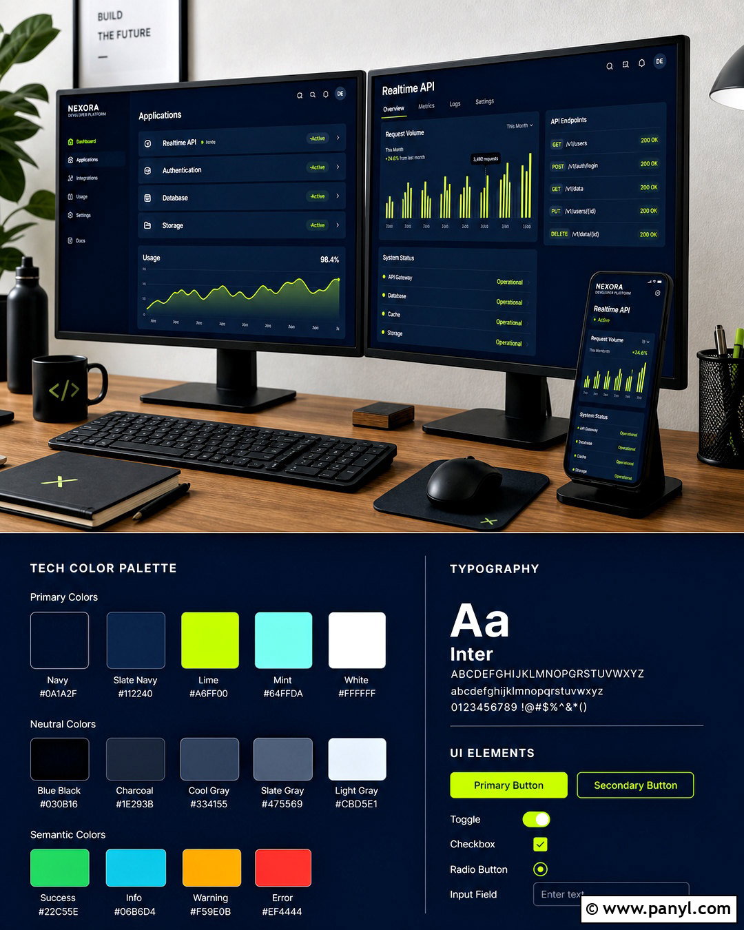 Navy And Lime Tech Color Palette - 20 tech colour palette ideas
