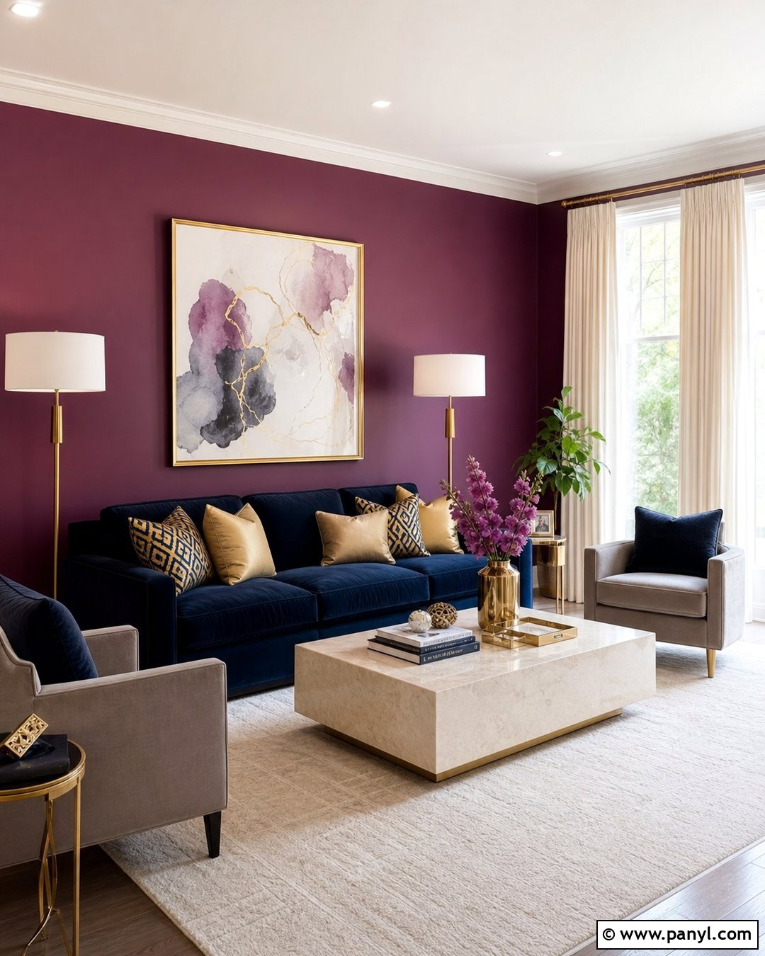 Navy And Purple Accent Wall Living Room - 30 Purple Accent Wall Living Room Ideas