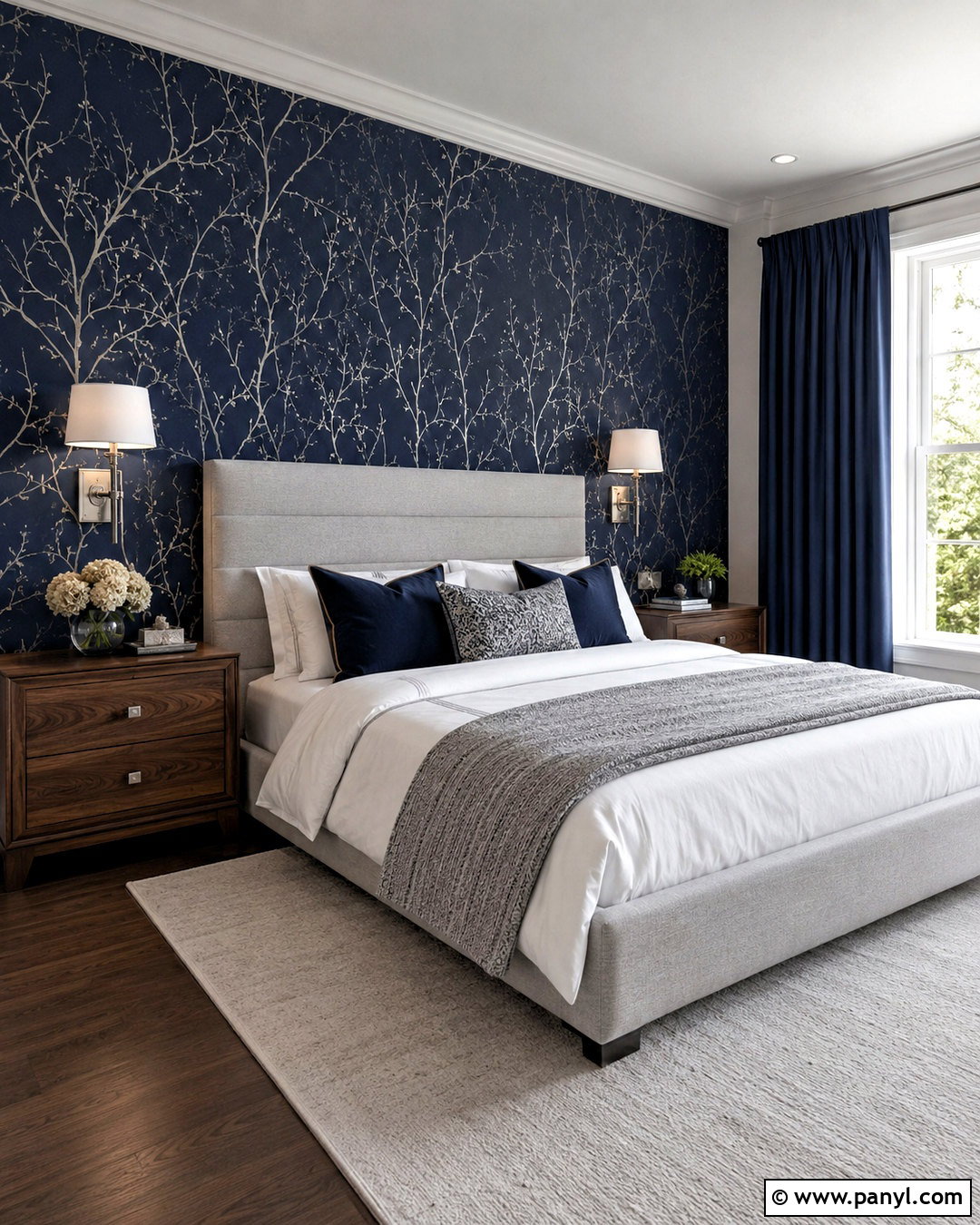 Navy And Silver Shimmer Wall - 35 silver shimmer wall ideas