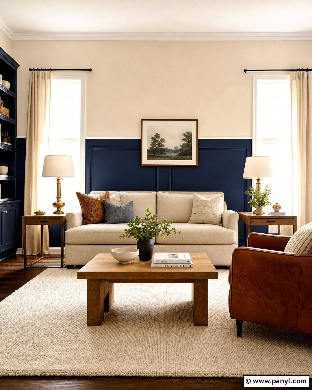 Navy And Warm White Two Tone Living Room Walls - 20 two tone living room walls