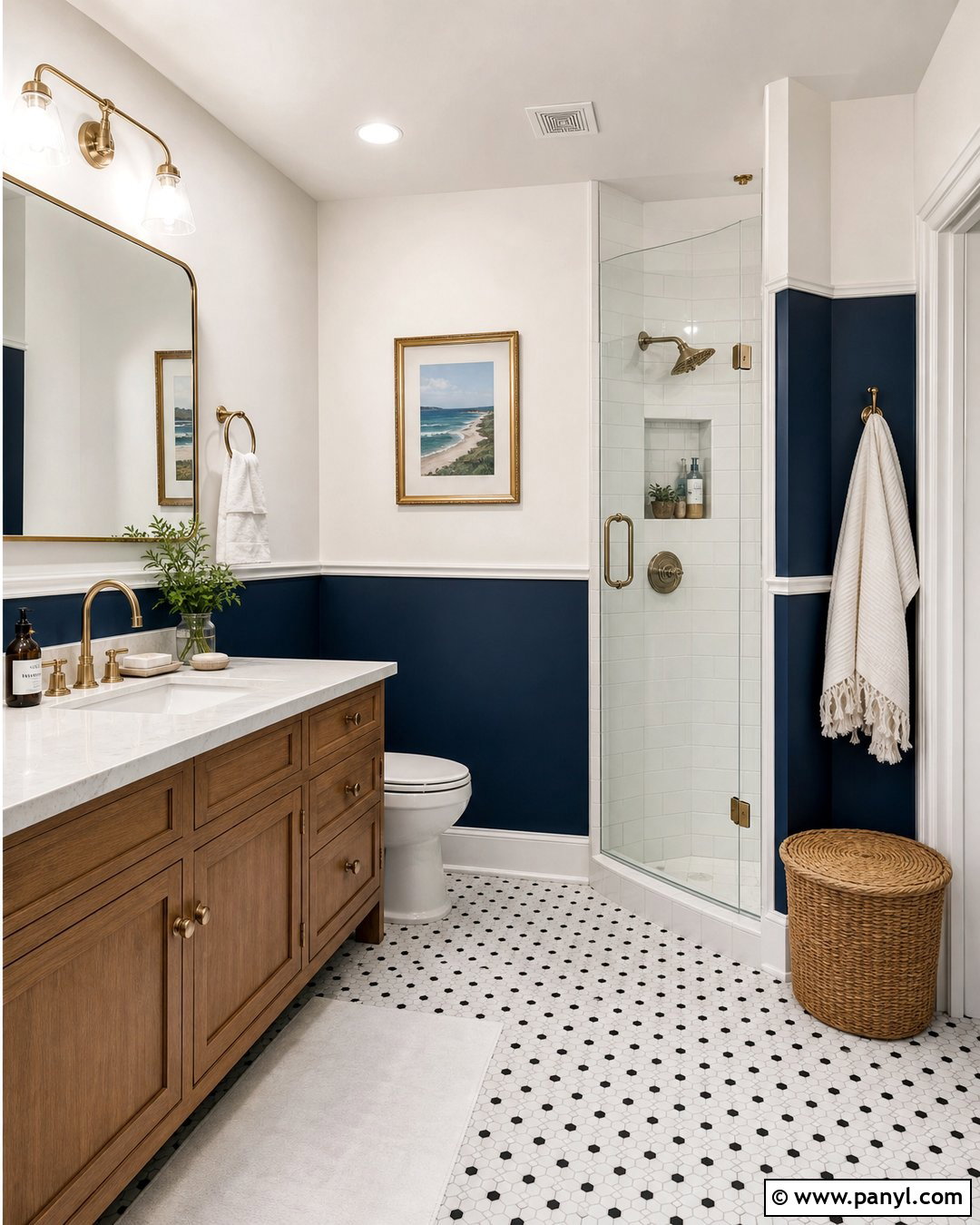 Navy And White Bathroom Walls - 30 Two Toned Bathroom Walls