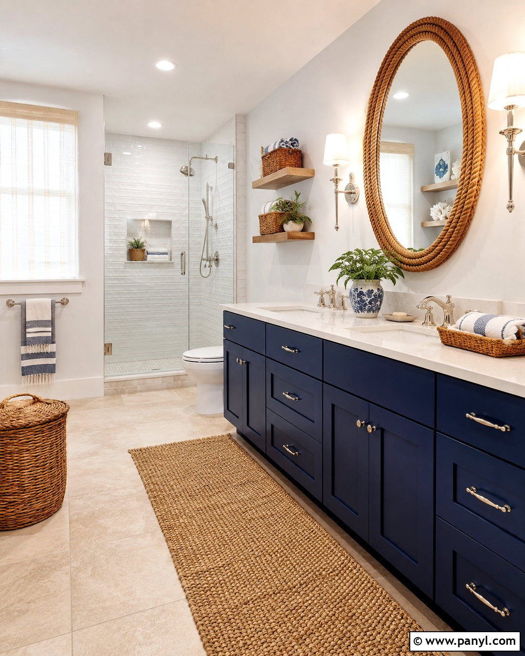 Navy And White Coastal Bathroom - 20 navy bathroom ideas