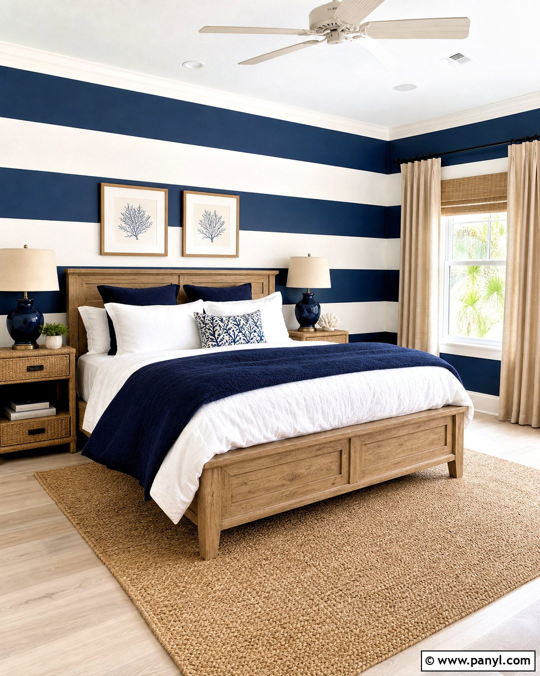 Navy And White Horizontal Stripes - 20 stripe paint ideas for walls