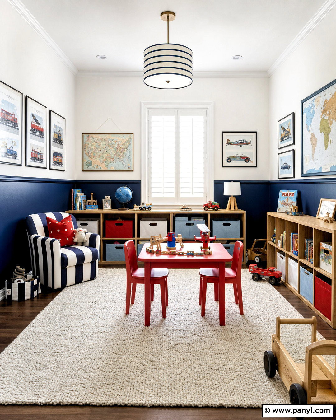 Navy And White Playroom - 20 kids playroom paint ideas