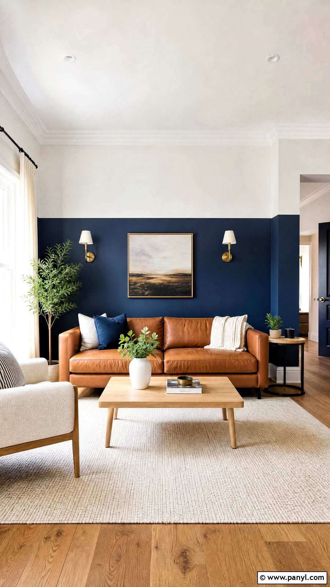 Navy And White Two Tone Accent Wall - 20 2 tone accent wall ideas