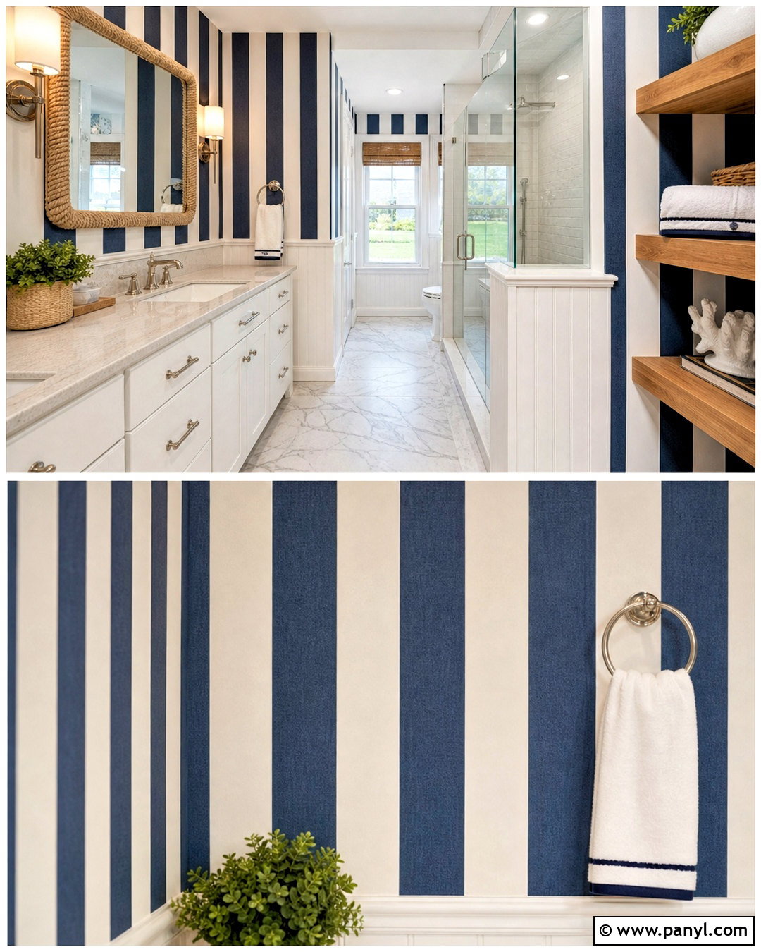 Navy And White Vertical Striped Bathroom - 20 striped walls vertical ideas