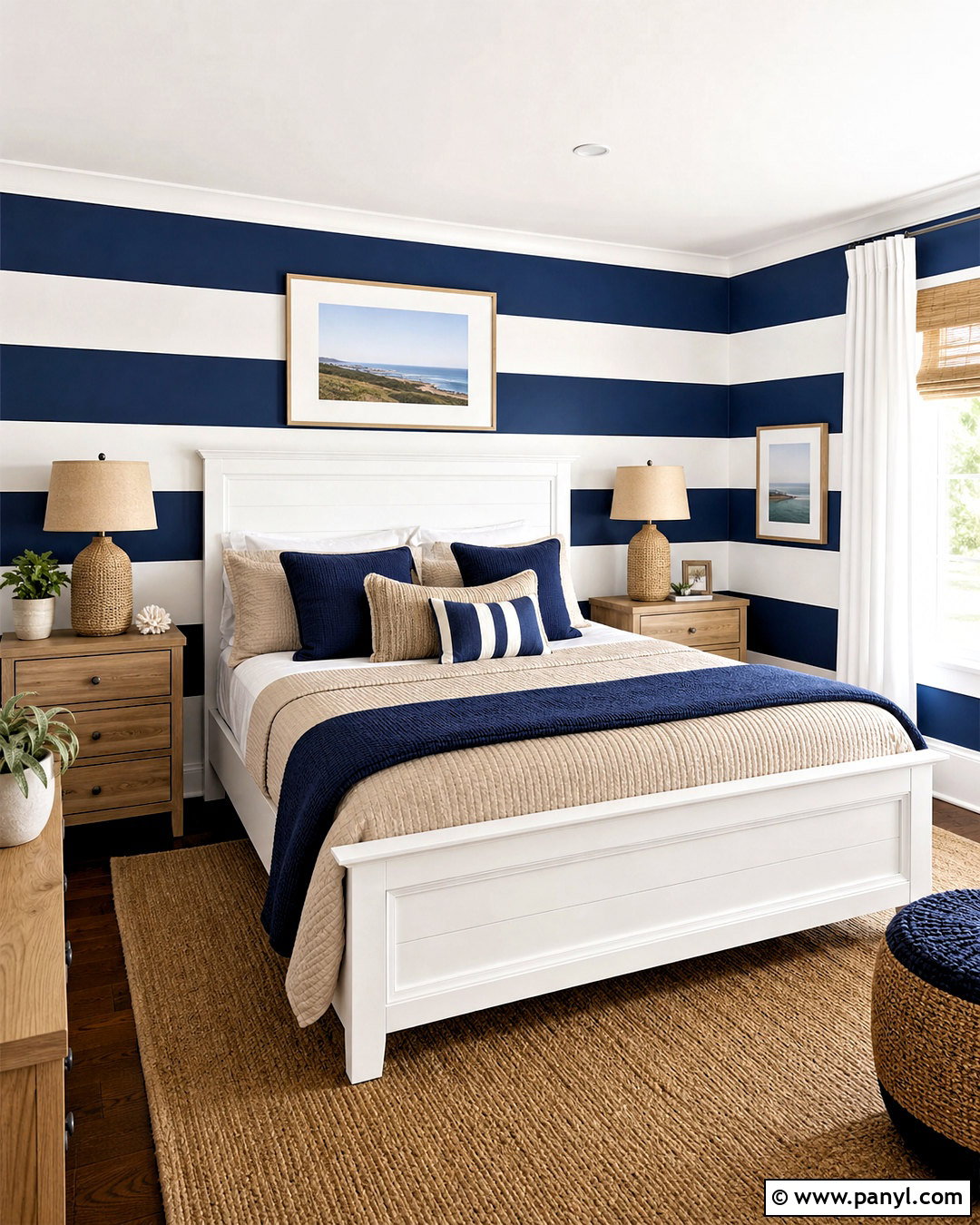 Navy And White Wall Stripes - 20 how to paint stripes on a wall ideas