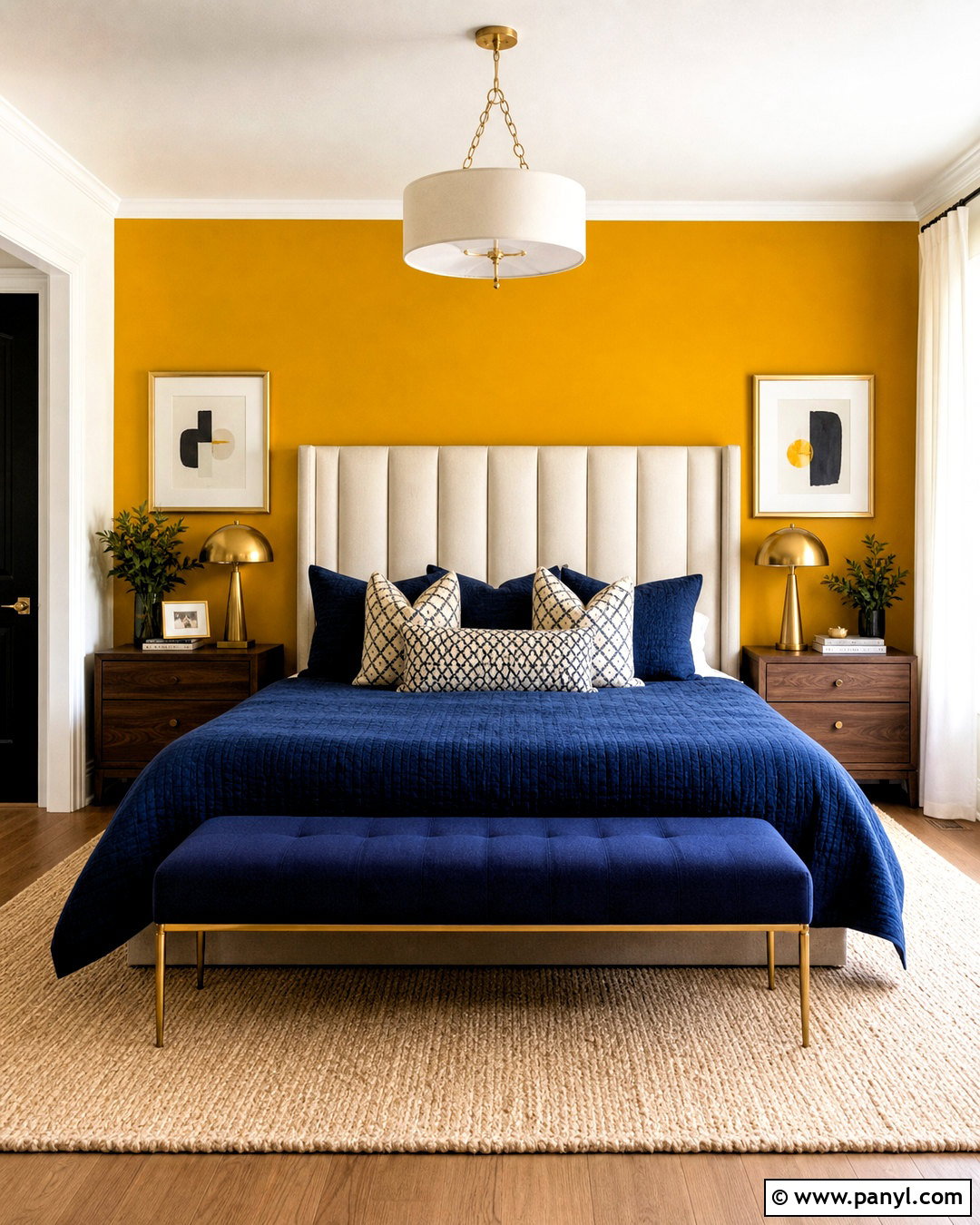 Navy And Yellow Accent Wall Bedroom - 20 yellow accent wall bedroom ideas