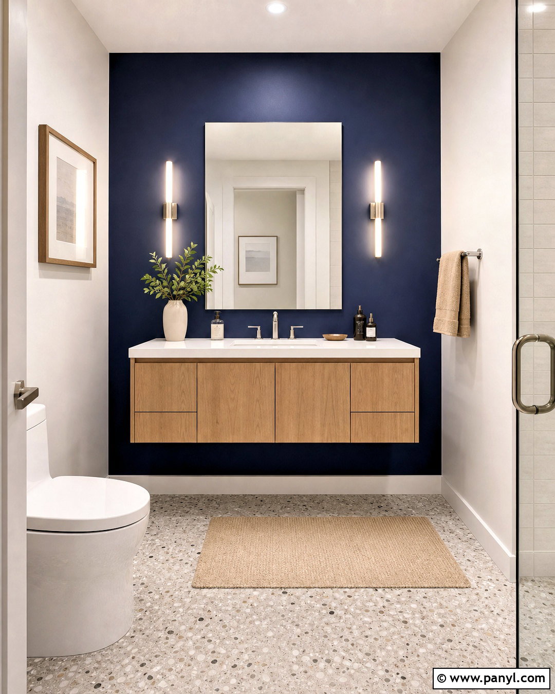 Navy Bathroom Accent Wall Behind Vanity - 20 navy bathroom walls
