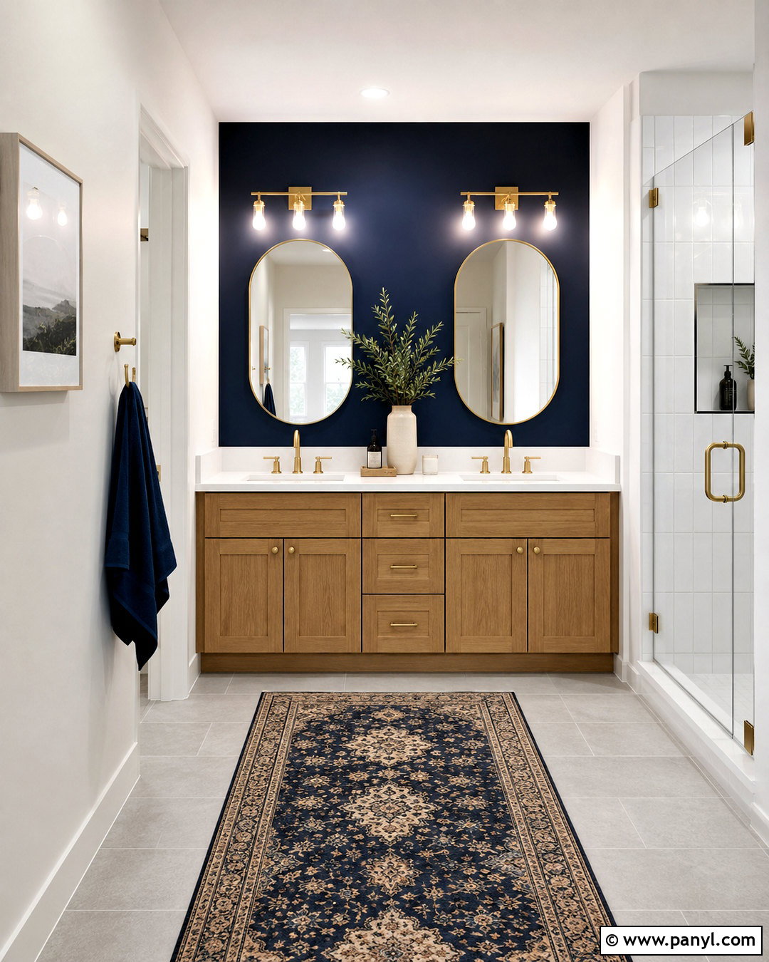 Navy Bathroom Accent Wall - 40 bathroom wall color ideas