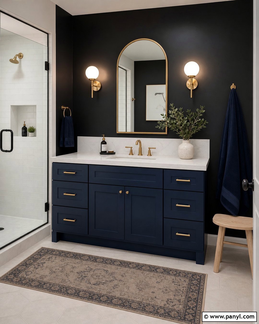 Navy Bathroom Vanity With Black Wall - 20 Modern Bathroom Vanity With Black Wall Ideas