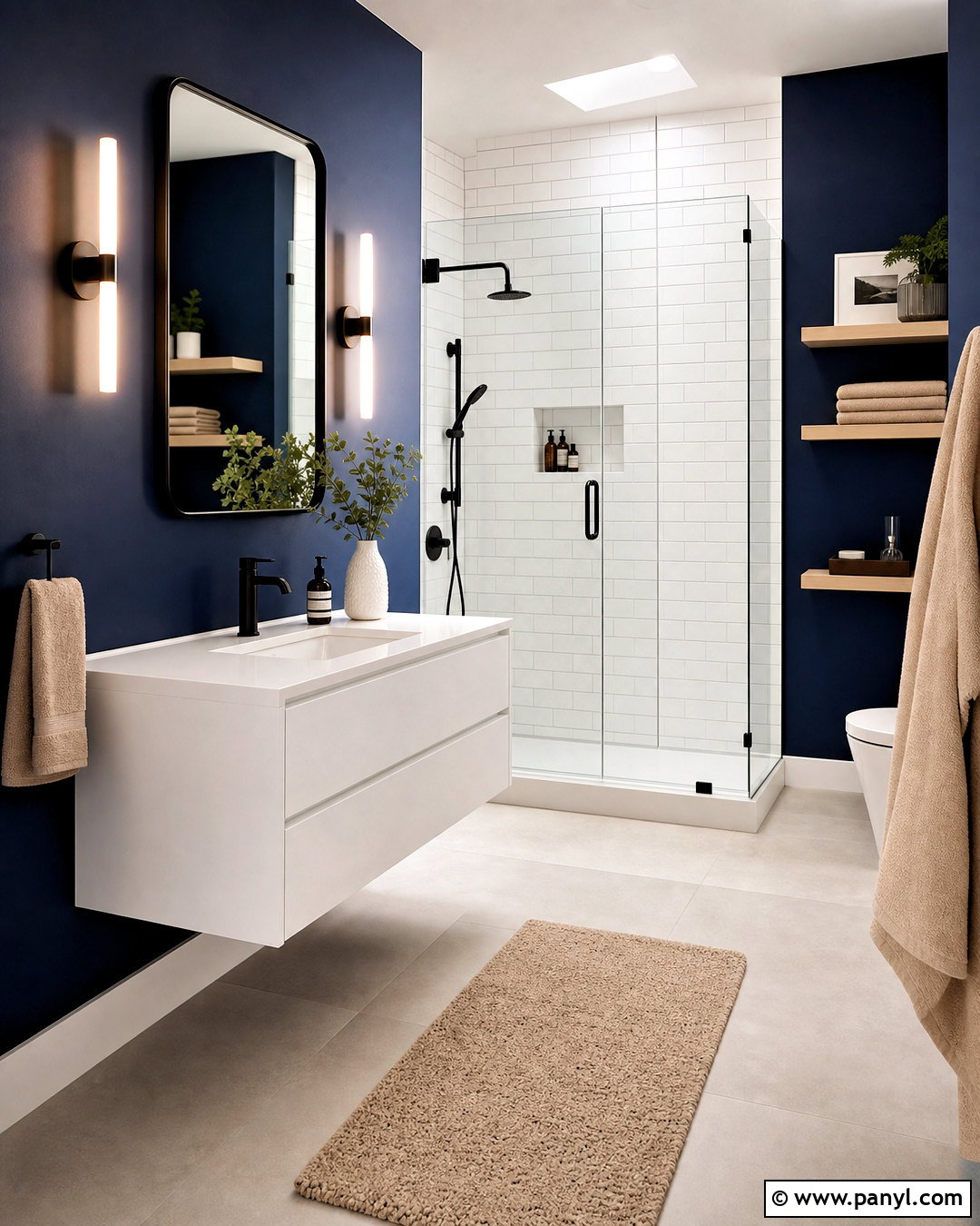 20 Navy Bathroom Walls for a Moody, Modern Spa-Like Retreat