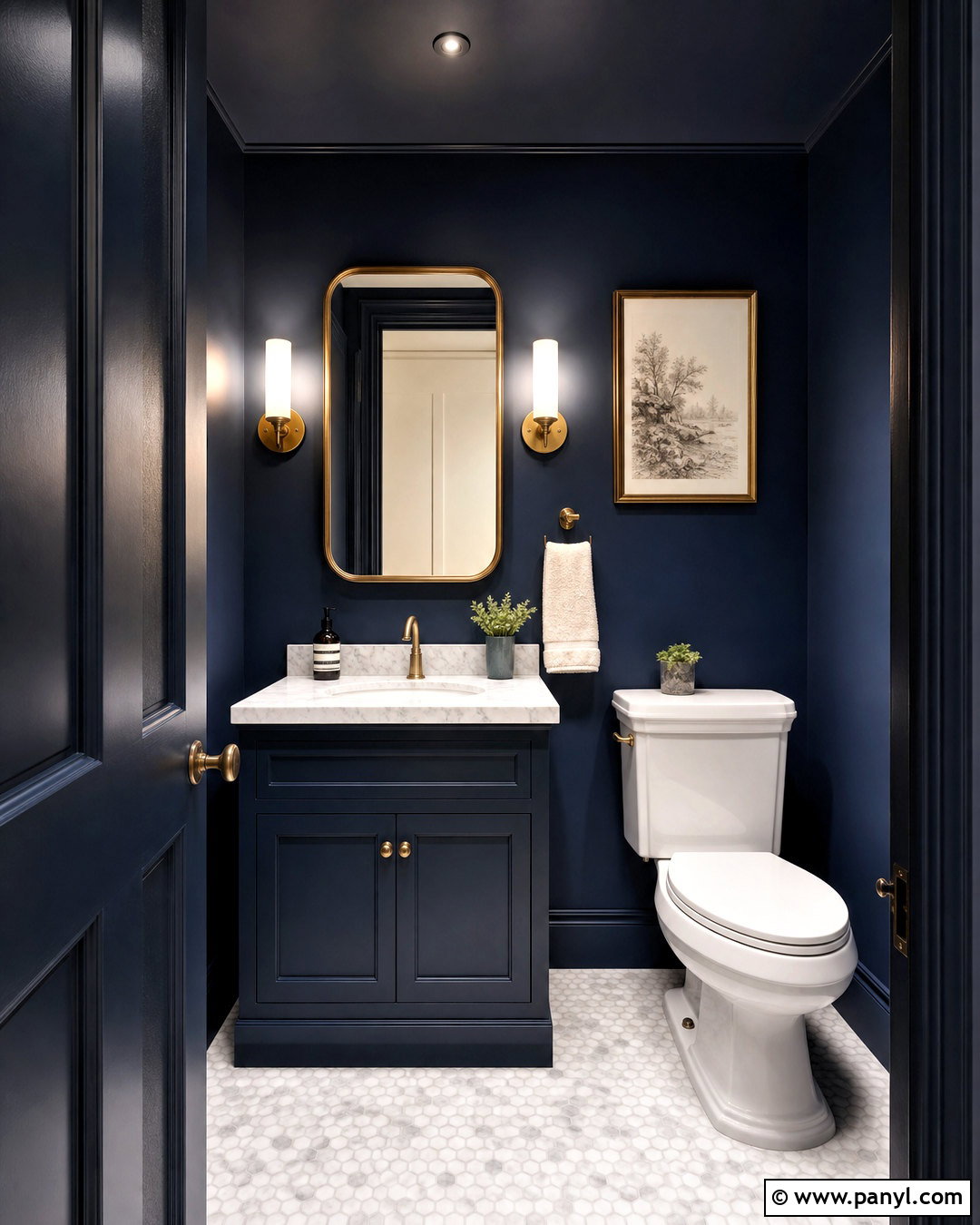 Navy Bathroom Walls With Color Drenching - 20 navy bathroom walls