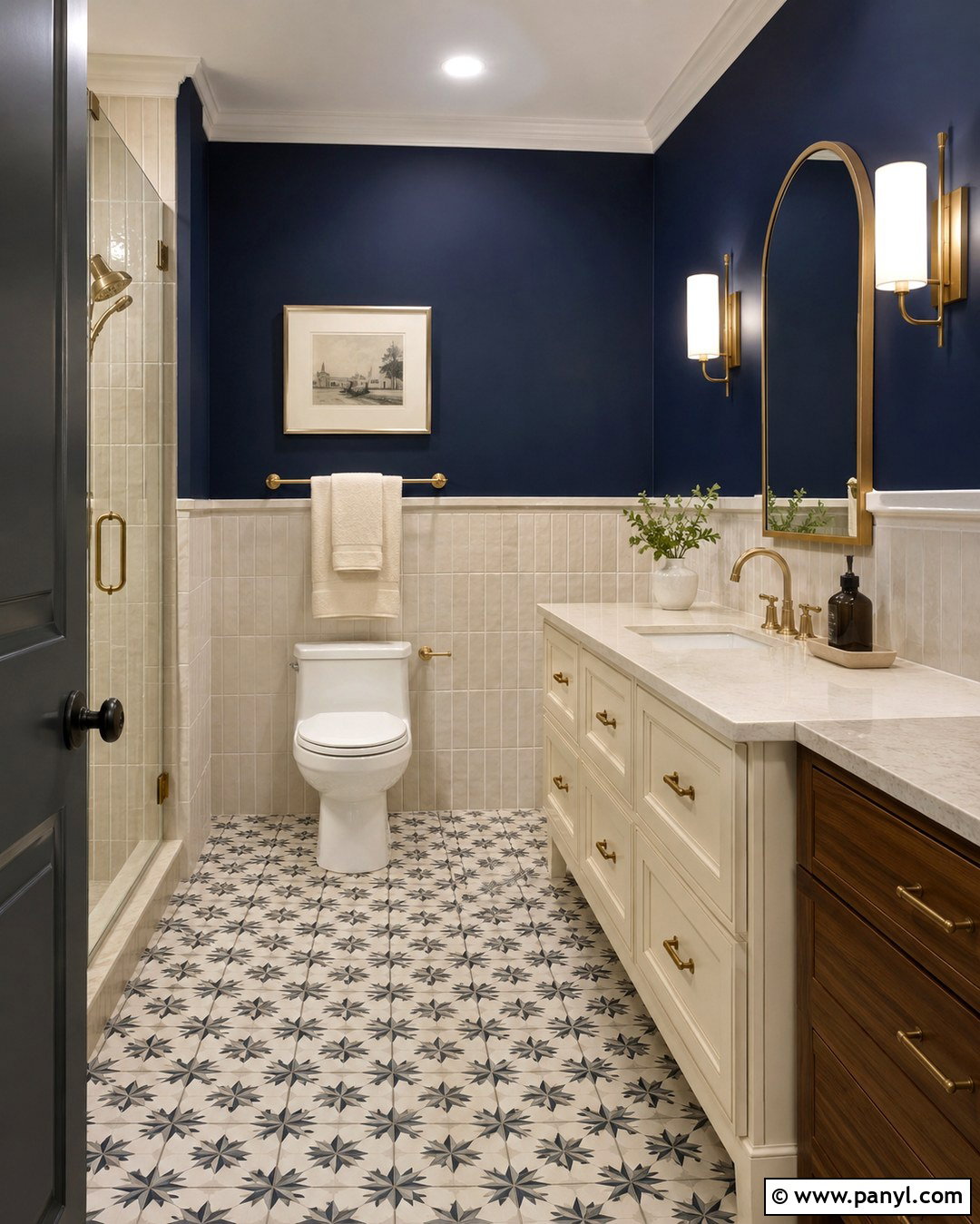 Navy Bathroom Walls With Cream Tile - 20 Navy And Cream Walls