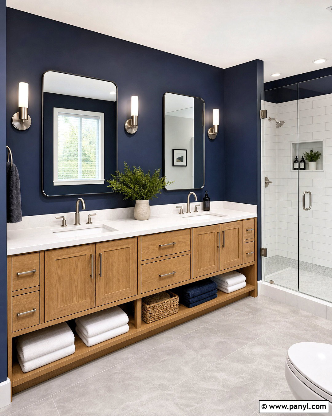Navy Bathroom Walls With Double Vanity - 20 navy bathroom walls