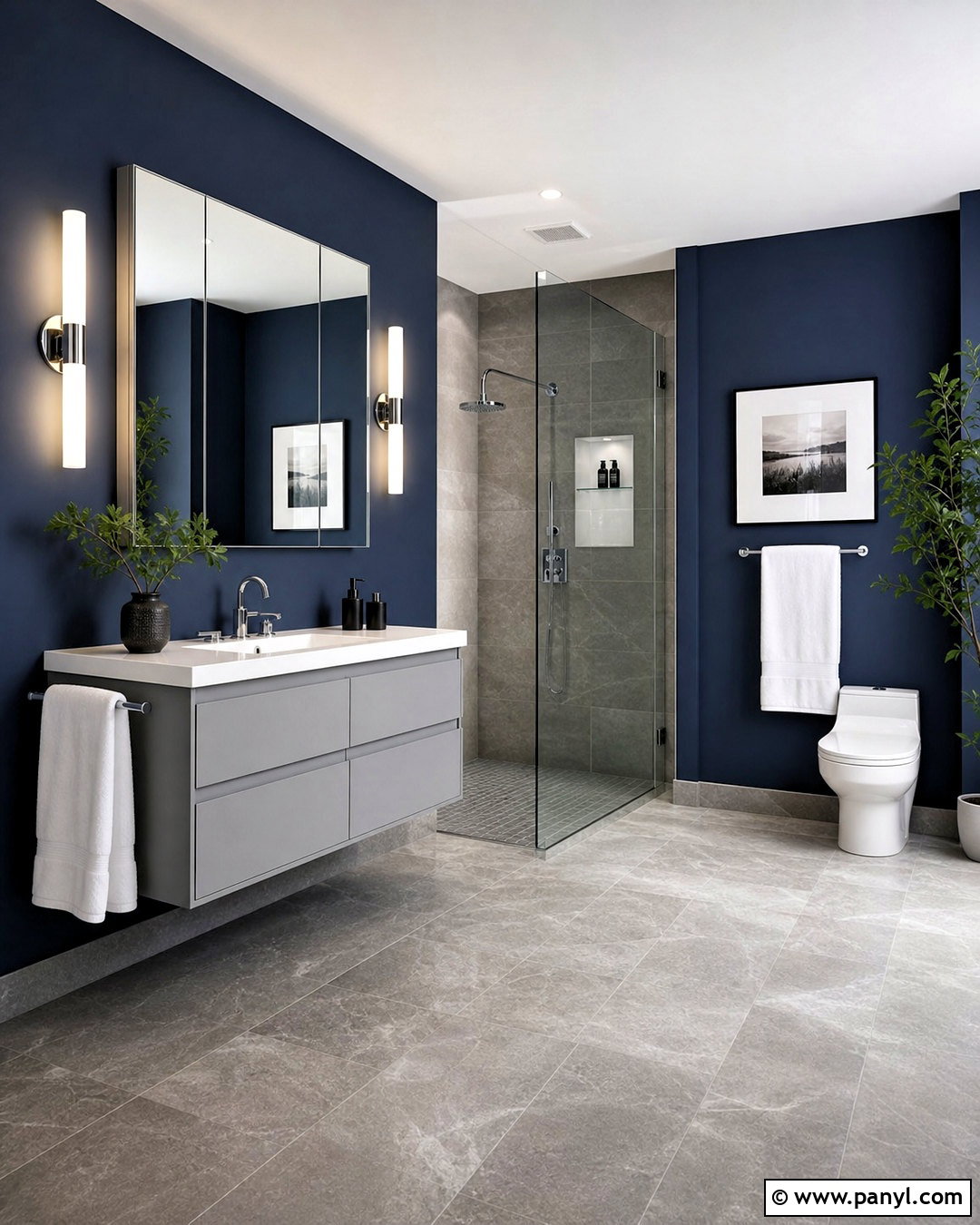 Navy Bathroom Walls With Gray Tile - 20 navy bathroom walls