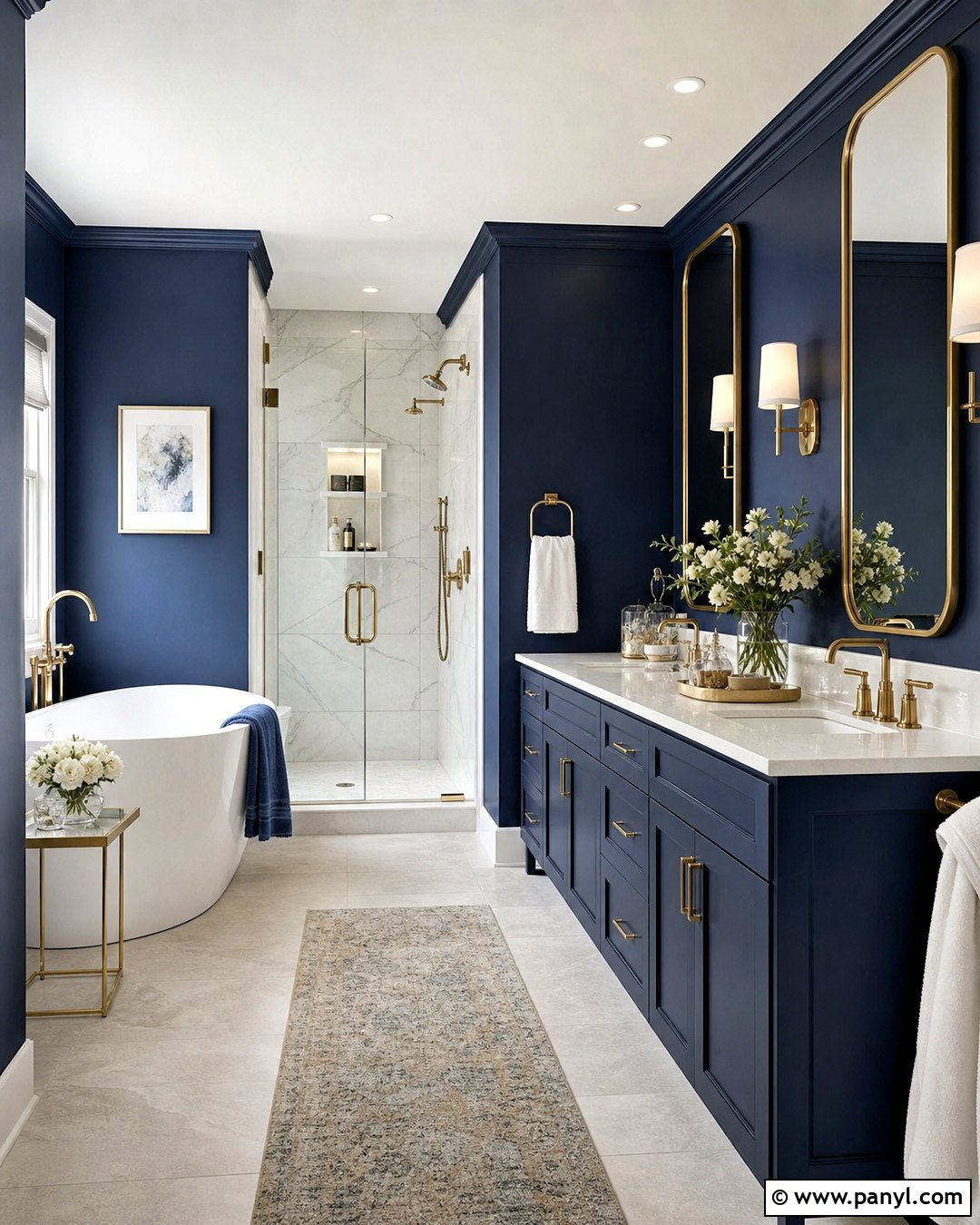 Navy Bathroom Walls With Marble - 20 navy bathroom walls