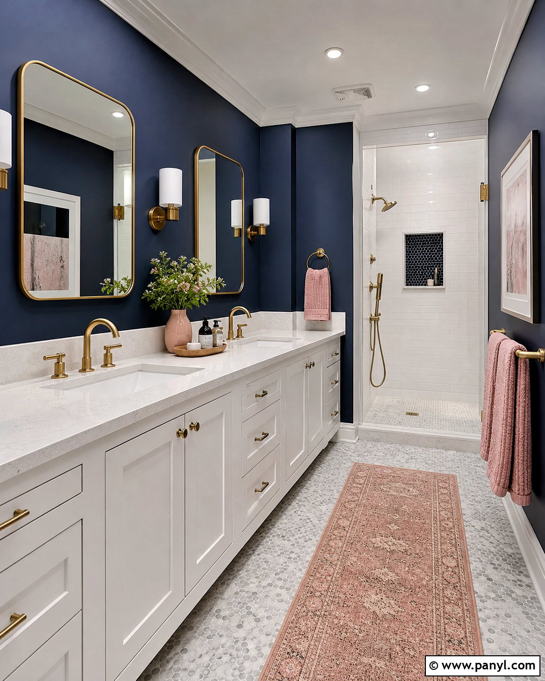 Navy Bathroom Walls With Pink Accents - 20 navy bathroom walls