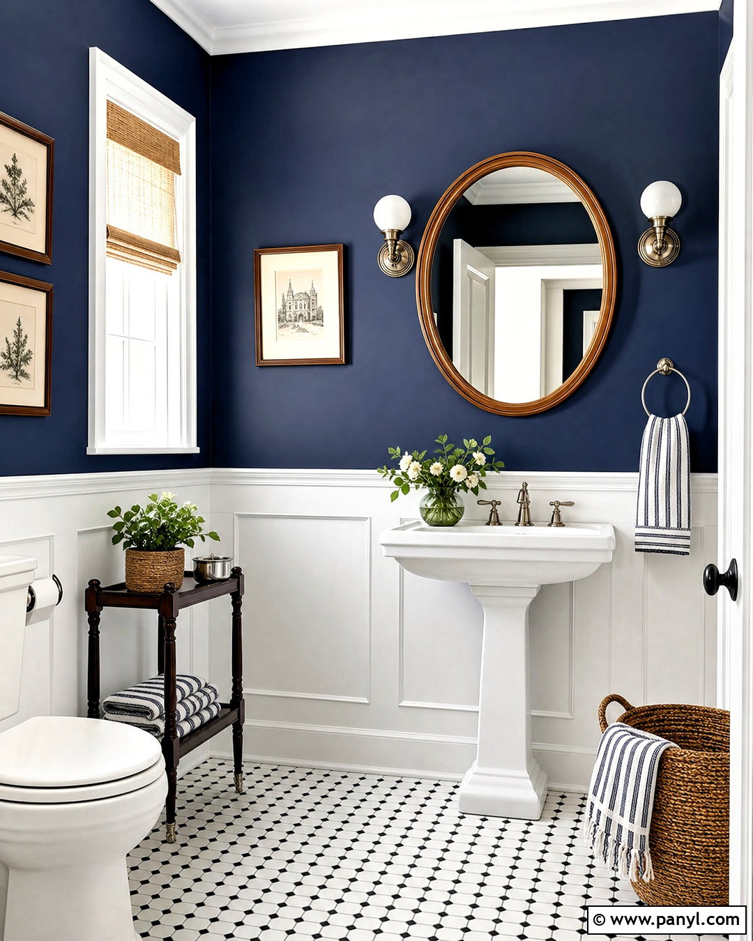 Navy Bathroom Walls With White Wainscoting - 20 navy bathroom walls