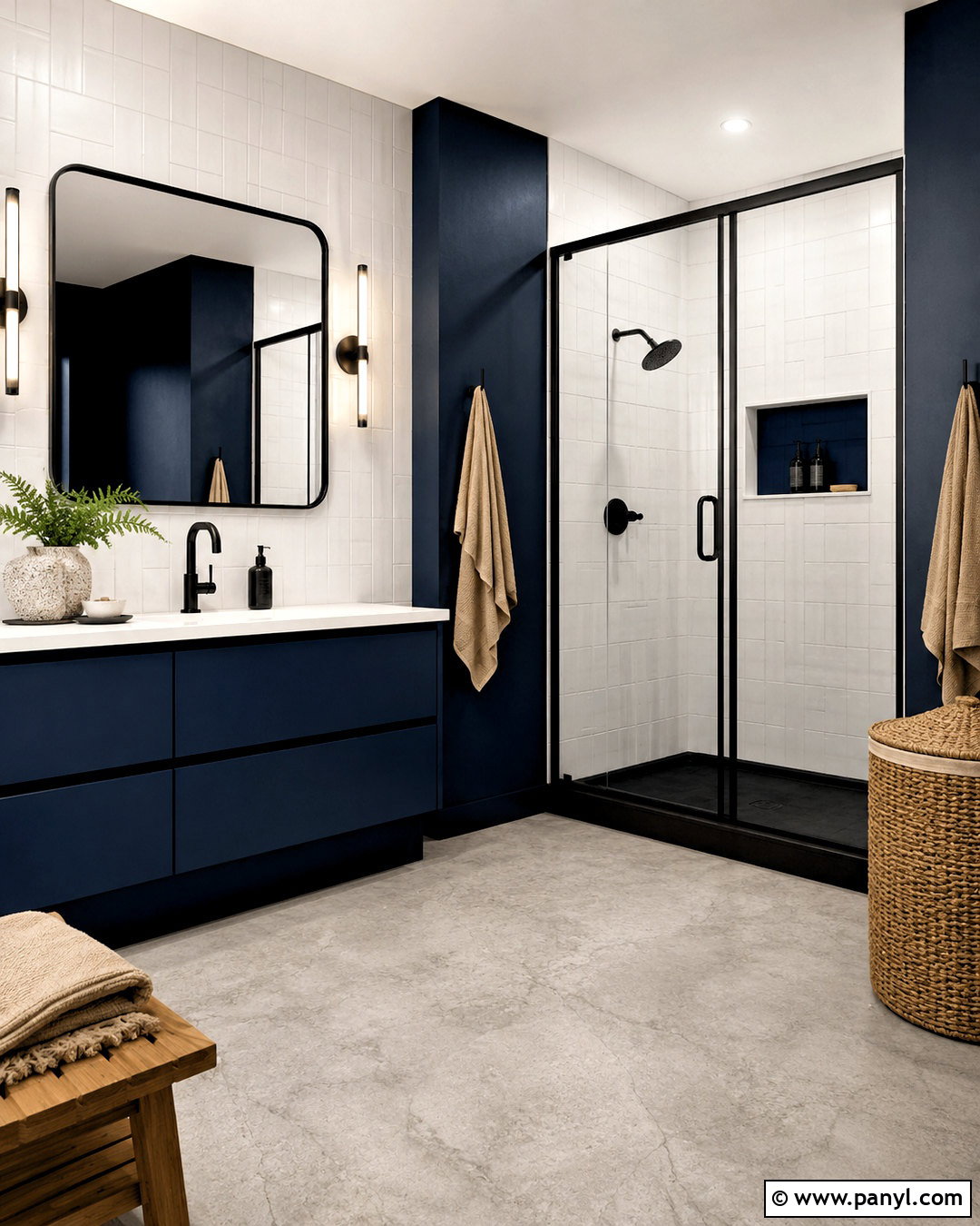 Navy Bathroom With Black Accents - 20 navy bathroom ideas