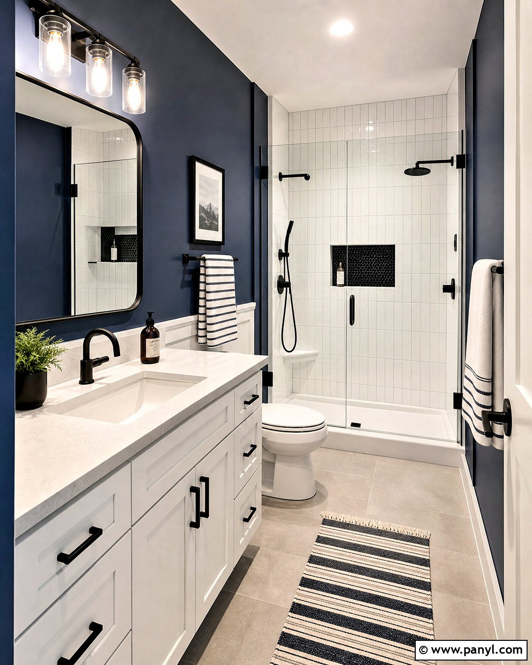 Navy Bathroom With Black Accents - 20 bathroom with black accents