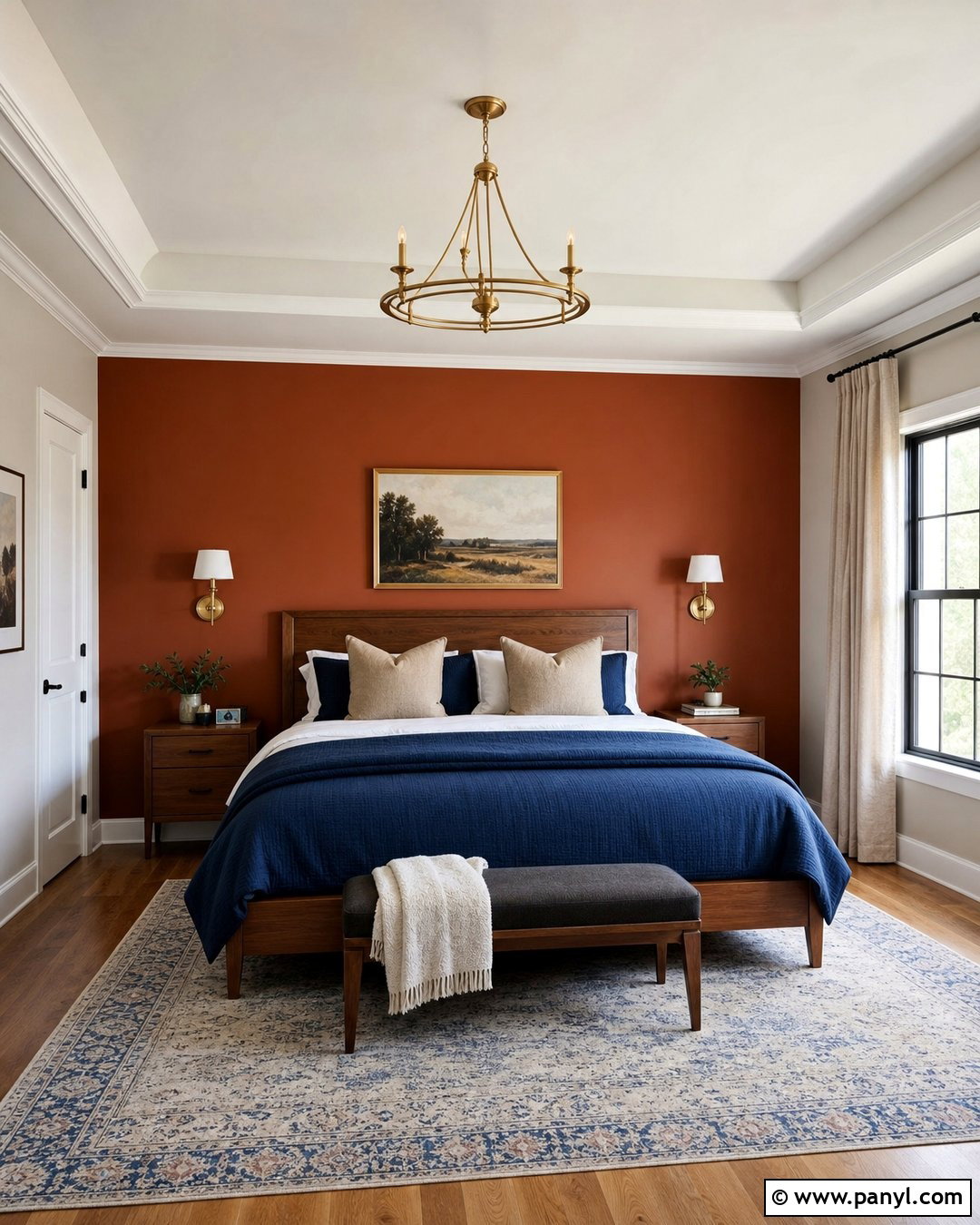 Navy Bedroom Burnt Orange Accent Wall - 35 Burnt Orange Accent Wall Ideas