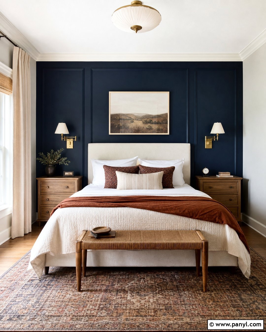 Navy Bedroom Headboard Wall - 35 Navy Accent Wall Ideas