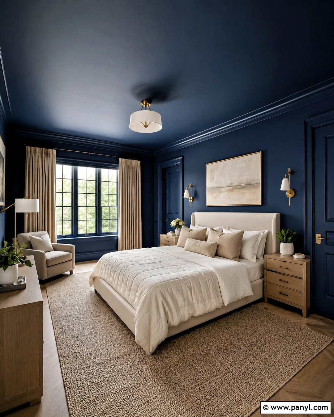 Navy Bedroom Walls With A Painted Ceiling - 20 navy bedroom walls
