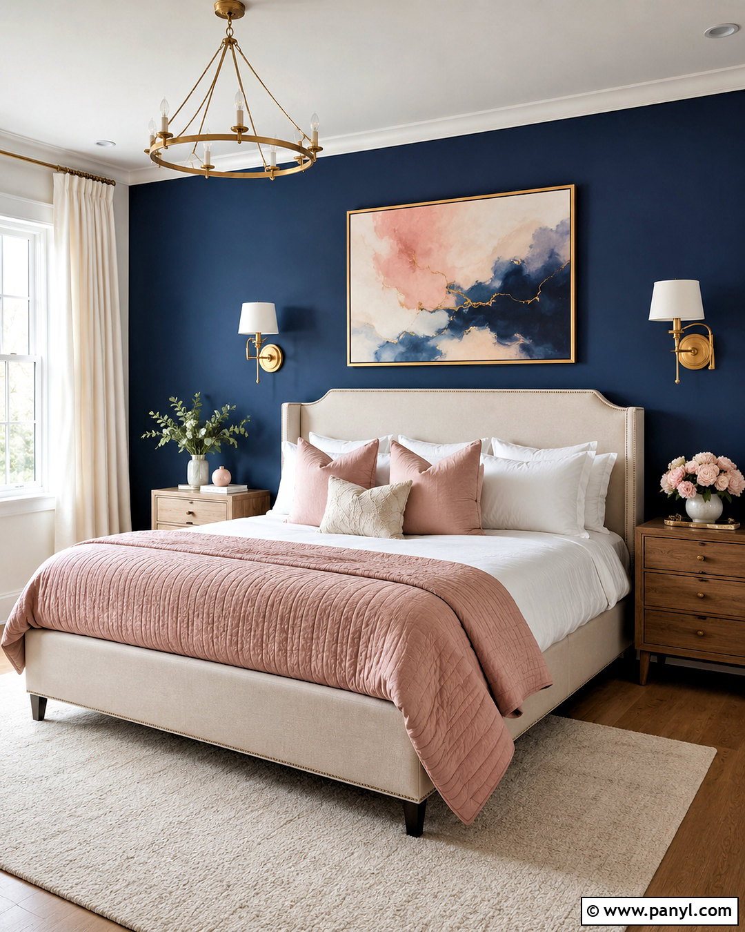 Navy Bedroom Walls With Blush Pink - 20 navy bedroom walls