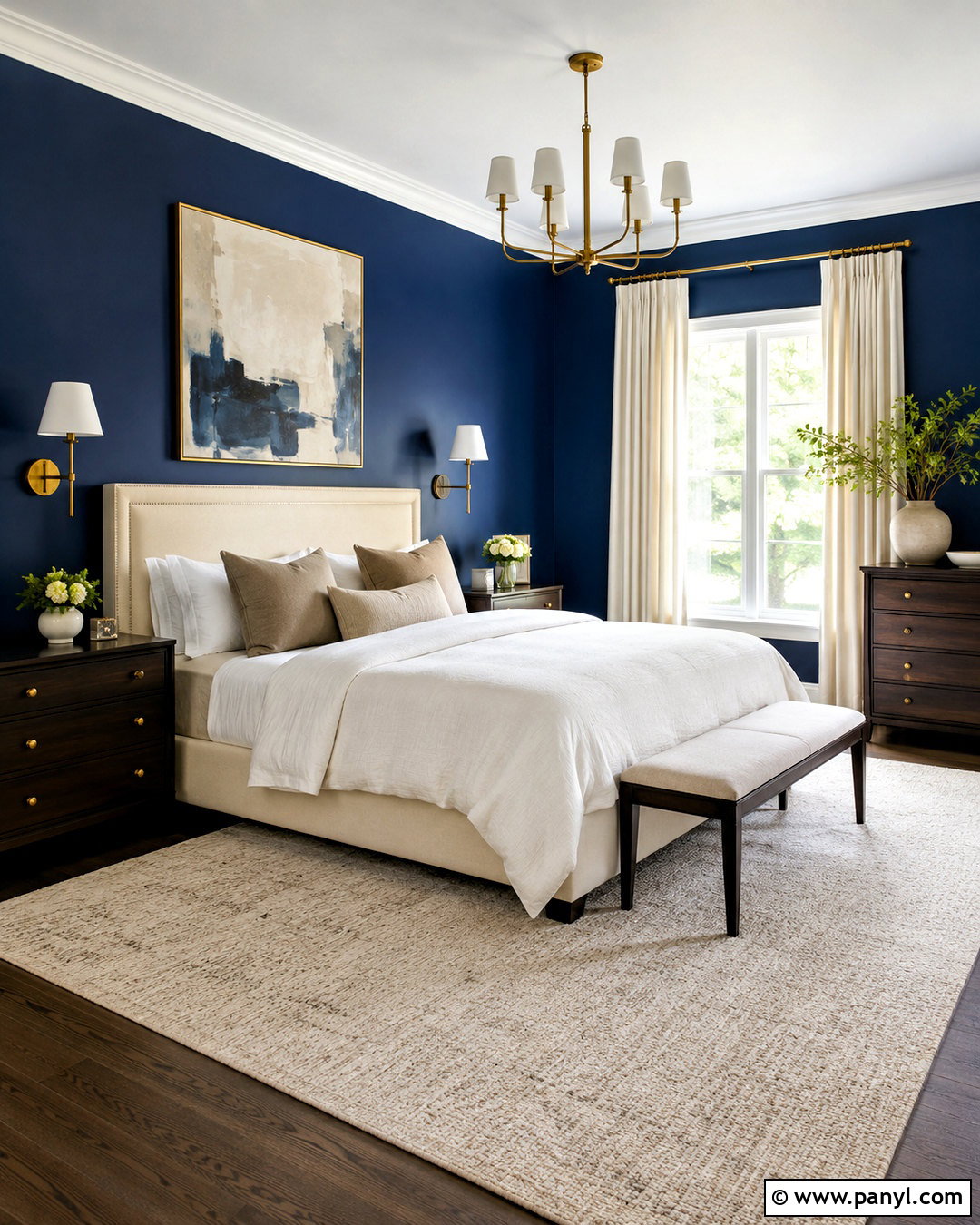 Navy Bedroom Walls With Gold Accents - 20 navy bedroom walls