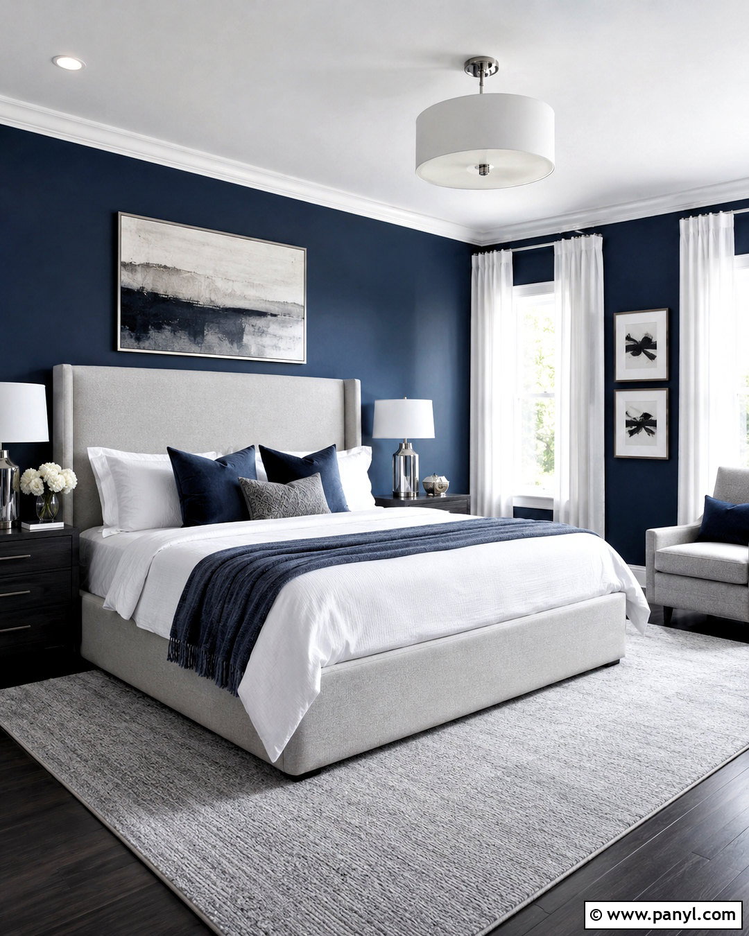Navy Bedroom Walls With Gray Furniture - 20 navy bedroom walls