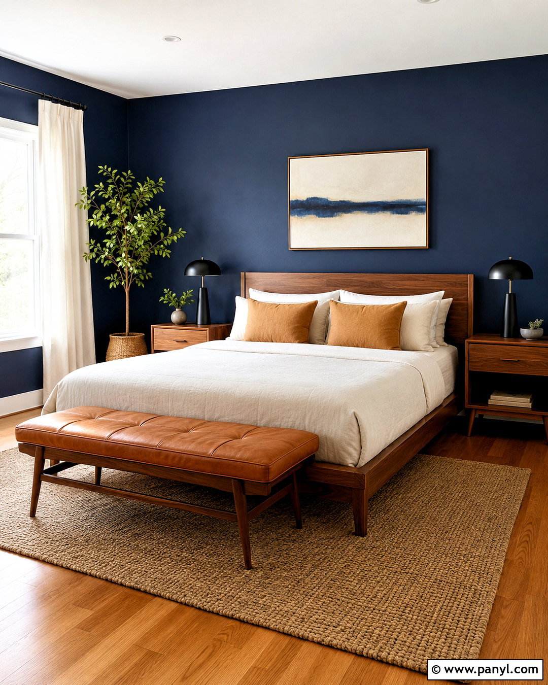 Navy Bedroom Walls With Wood Furniture - 20 navy bedroom walls