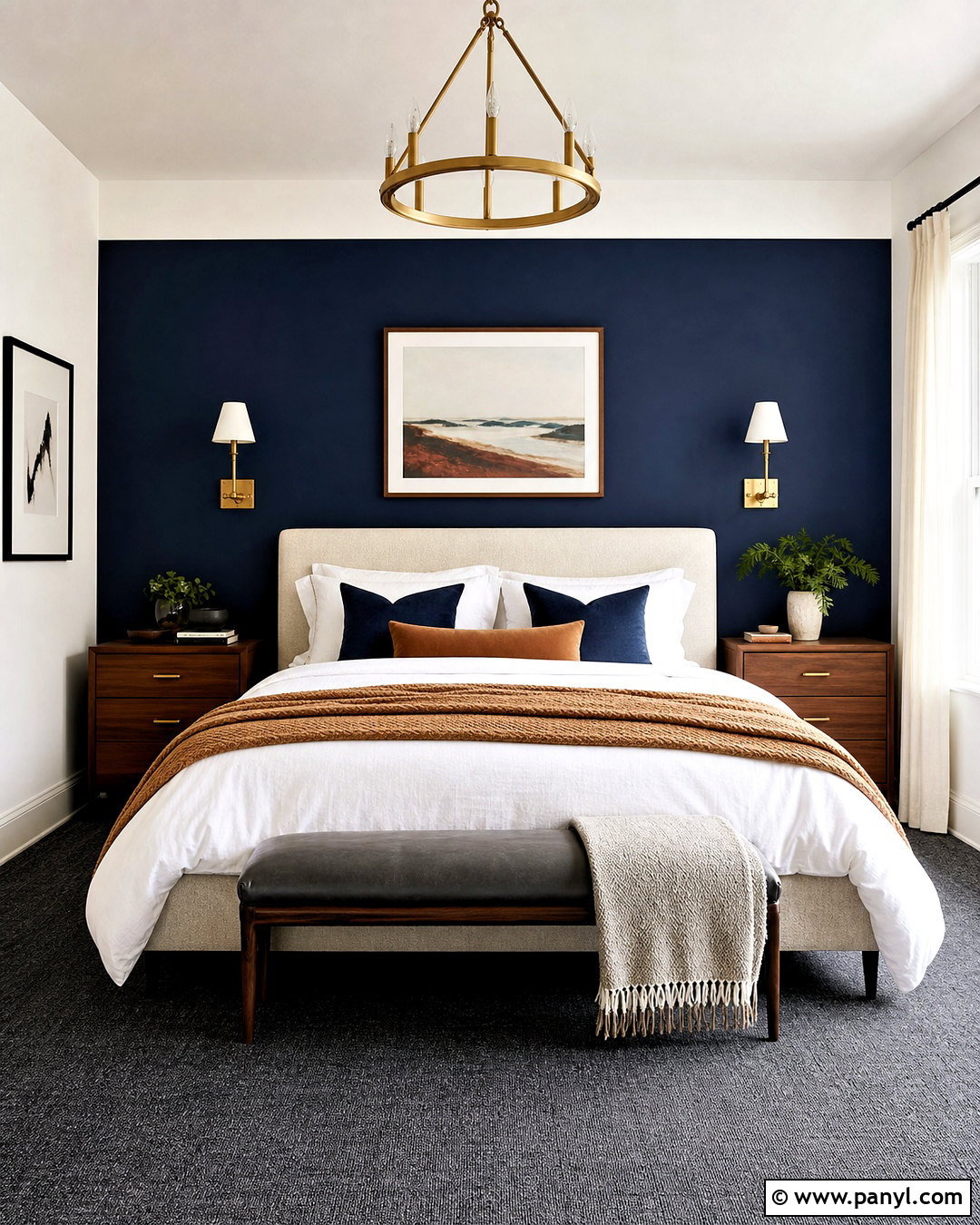Navy Bedroom With Dark Gray Carpet - 20 dark gray carpet bedroom ideas