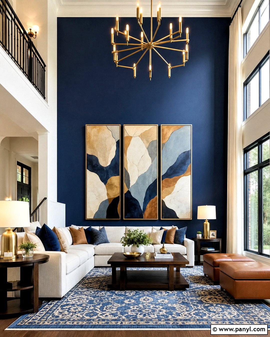 Navy Blue Accent Wall - 35 tall accent wall high ceilings