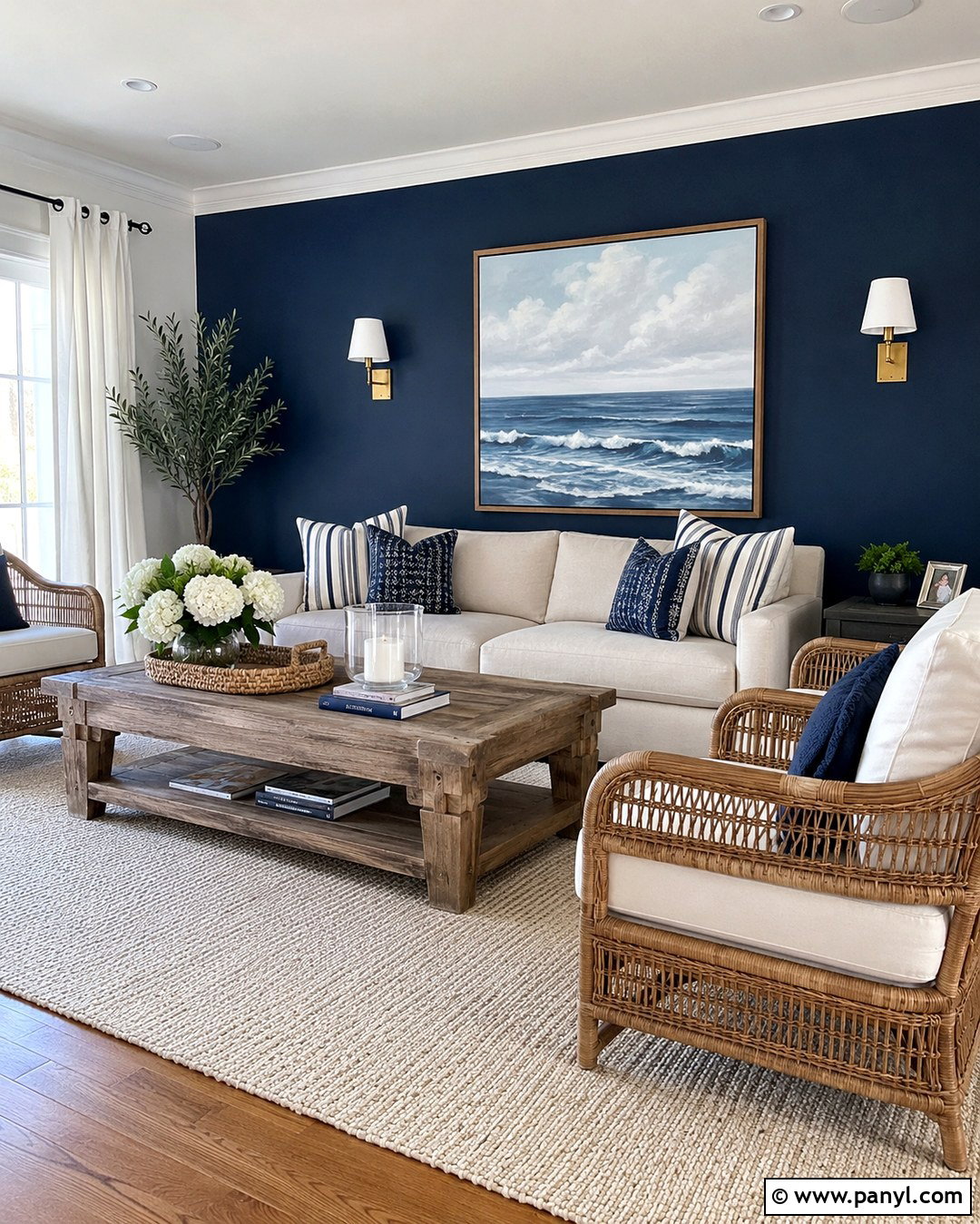 Navy Blue Accent Wall - 20 Beachy Wall Colors