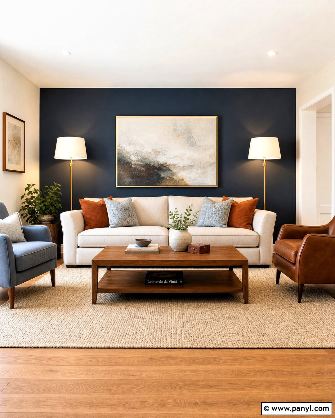 Navy Blue Accent Wall Behind Sofa - 20 accent walls in living room ideas paint ideas
