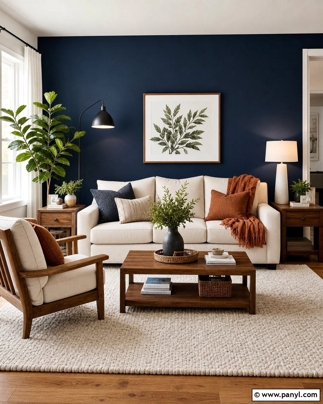 Navy Blue Accent Wall Behind Sofa - 25 Accent Wall Navy Blue Ideas
