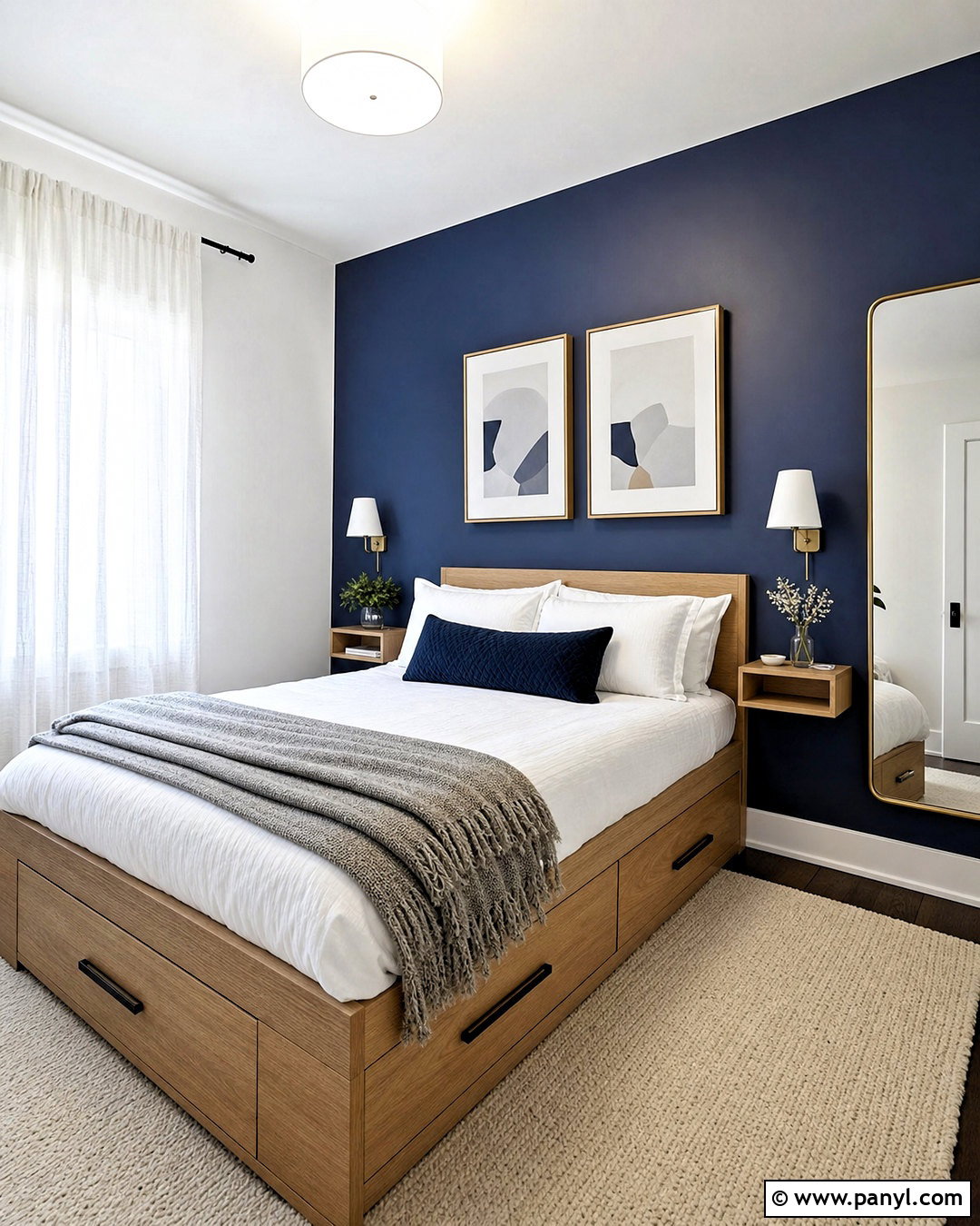 Navy Blue Accent Wall For Small Bedroom - 20 navy blue accent wall bedroom ideas