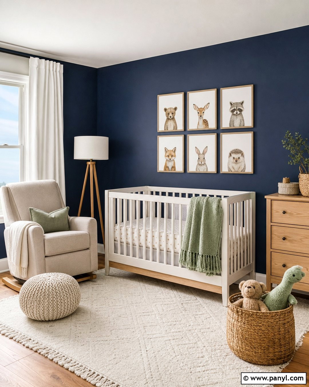 Navy Blue Accent Wall In A Nursery - 35 Navy Blue Accent Wall Ideas