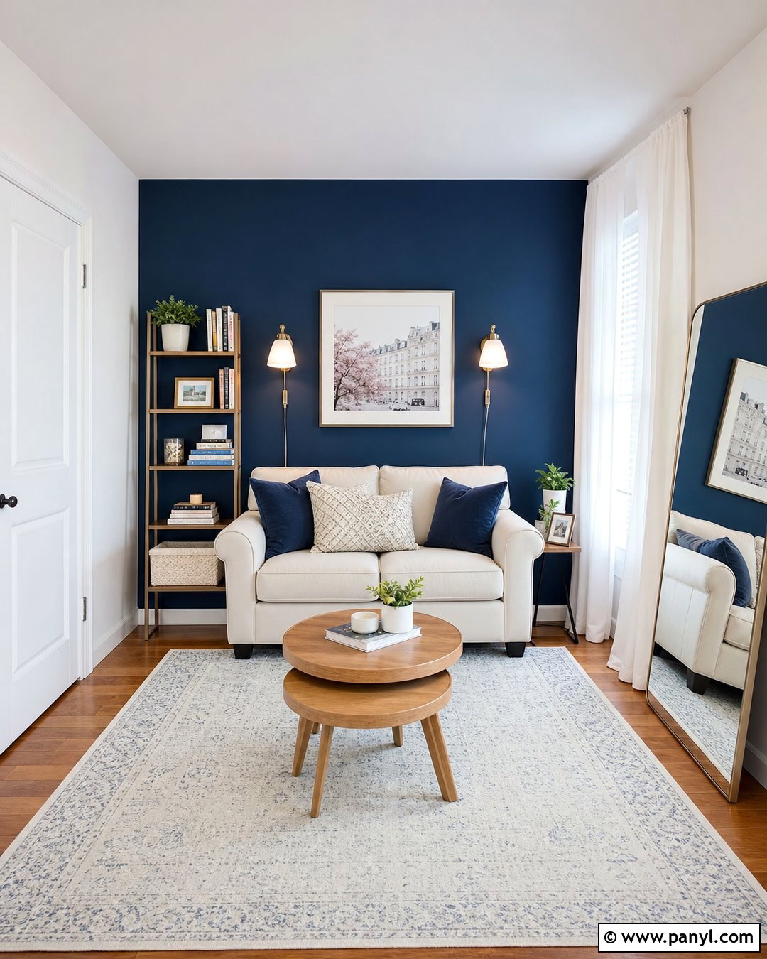 Navy Blue Accent Wall In An Apartment - 35 Navy Blue Accent Wall Ideas