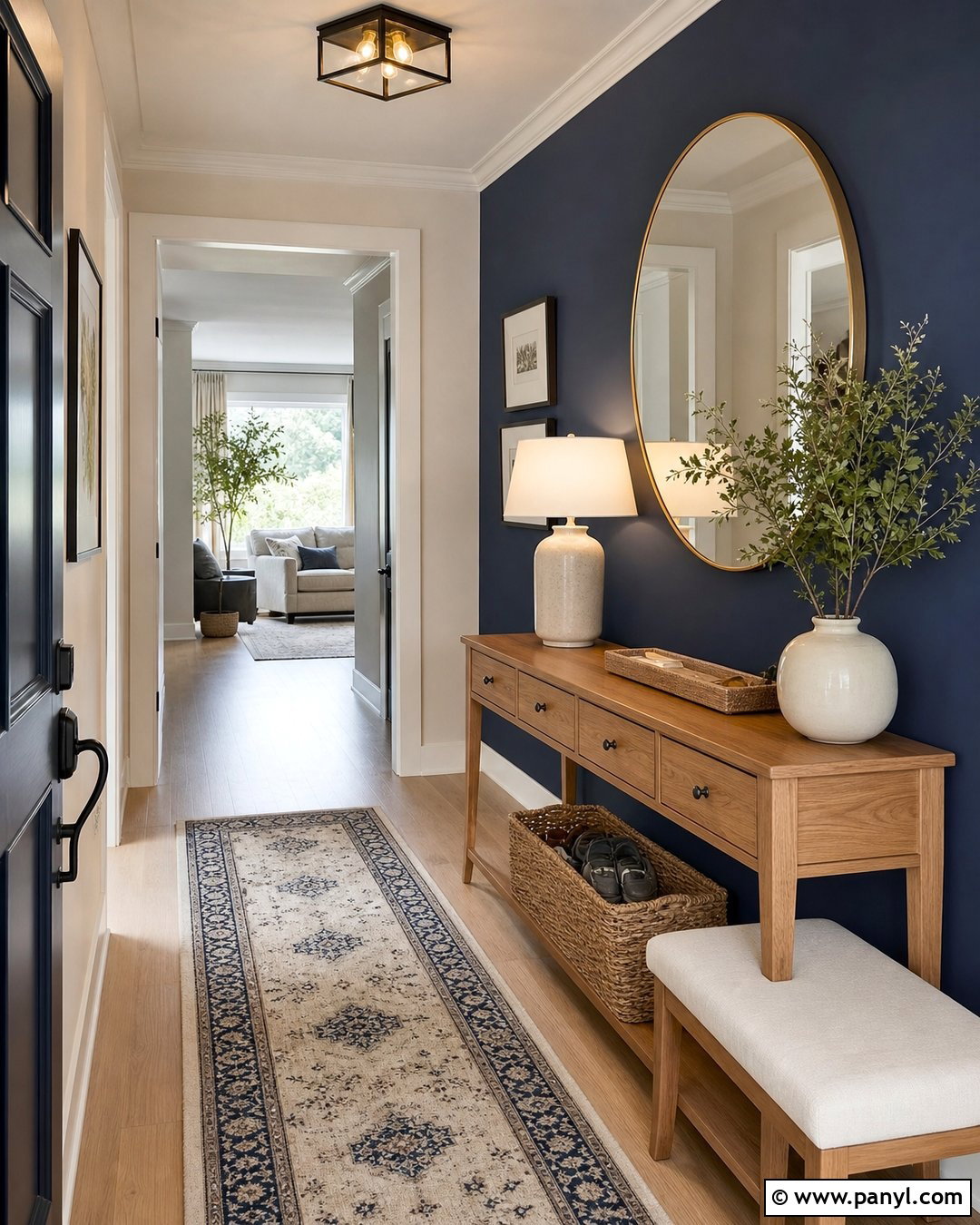 Navy Blue Accent Wall In An Entryway - 35 Navy Blue Accent Wall Ideas