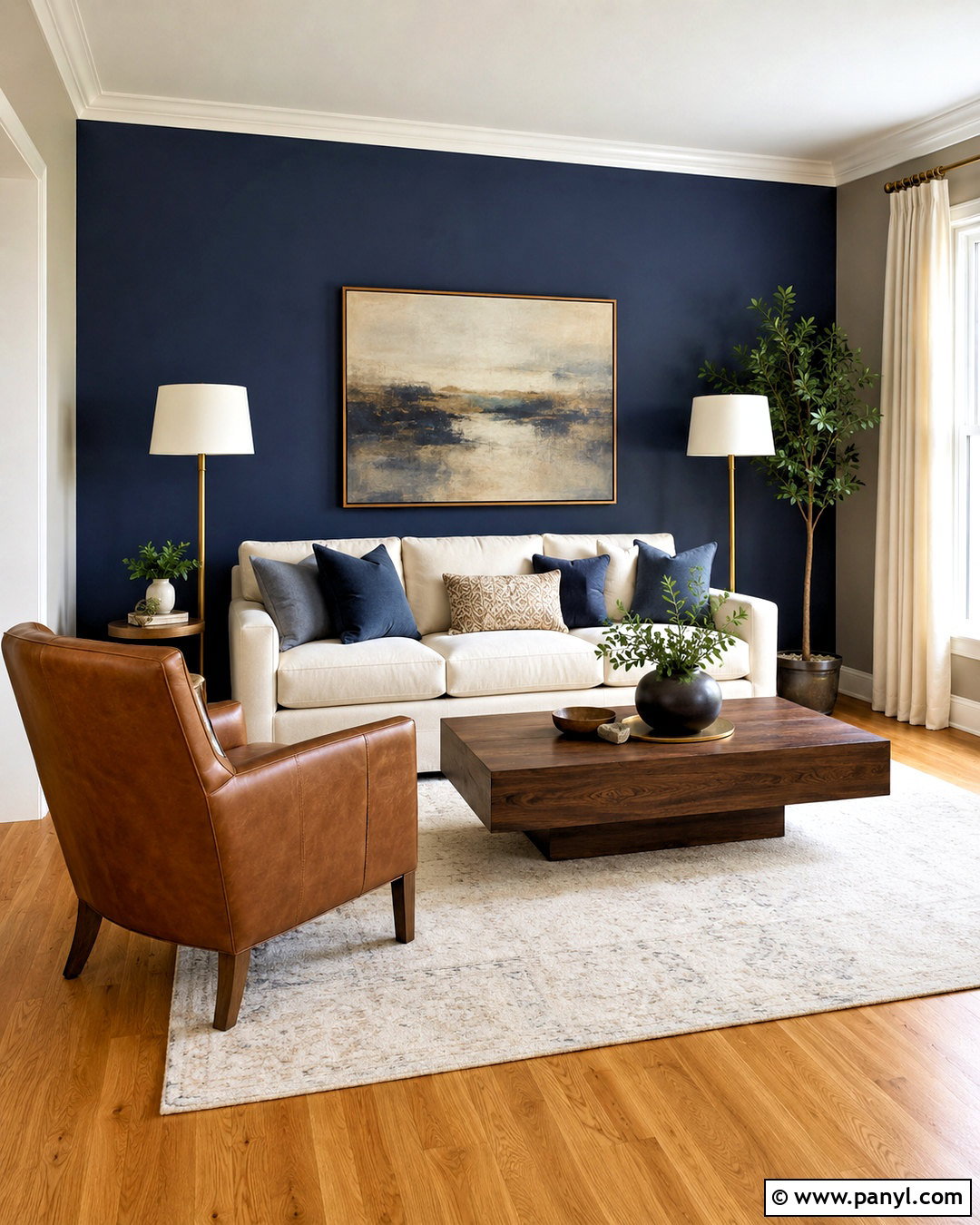 Navy Blue Accent Wall Living Room - 20 blue accent walls