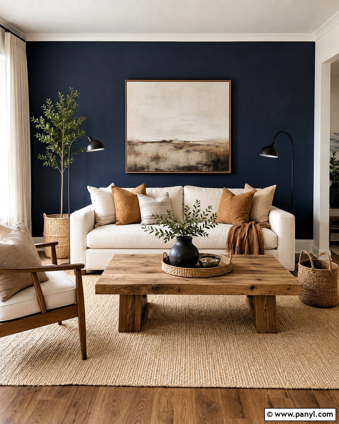 Navy Blue Accent Wall Living Room - 20 navy blue walls living room ideas