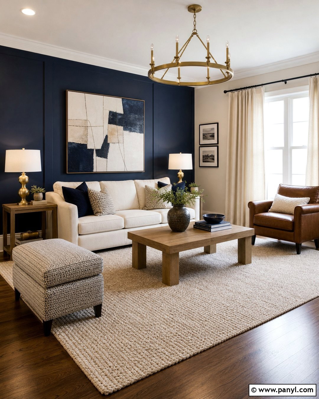 Navy Blue Accent Wall Living Room - 20 Cream Walls With Blue Accent Wall Ideas