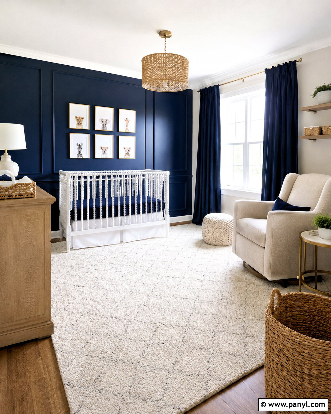 Navy Blue Accent Wall Nursery - 20 dark blue nursery ideas