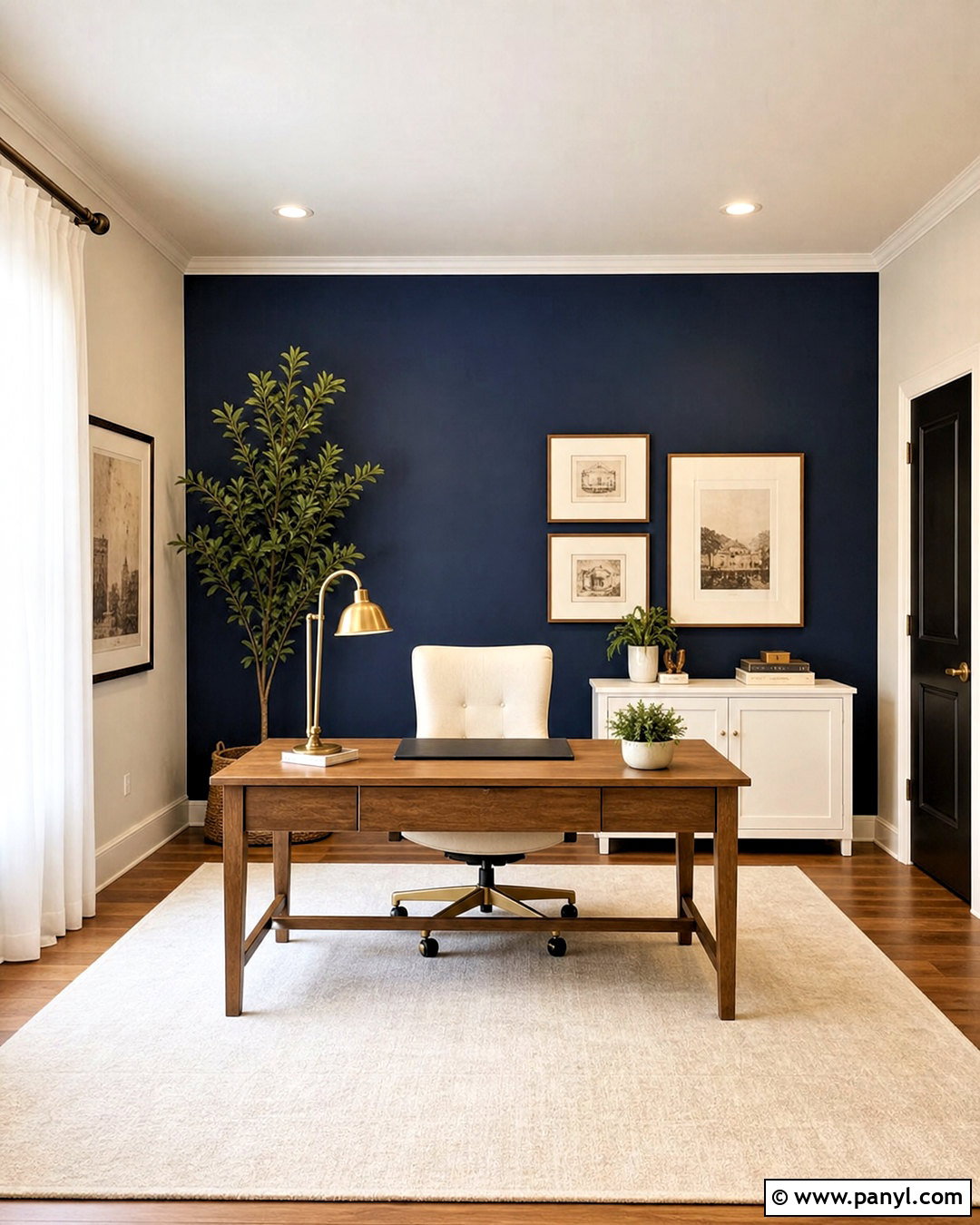 Navy Blue Accent Wall Office - 20 blue accent wall office ideas