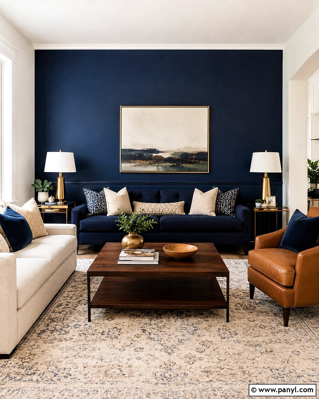 Navy Blue Accent Wall Paint - 20 living room paint design ideas