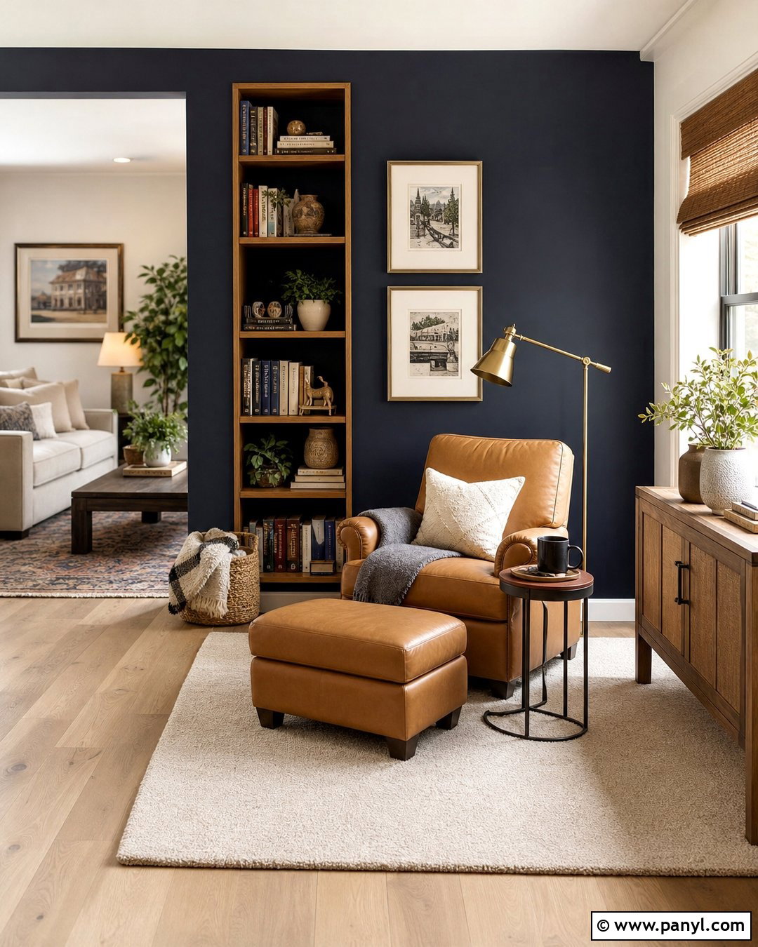 Navy Blue Accent Wall Reading Nook - 35 navy blue accent wall living room ideas