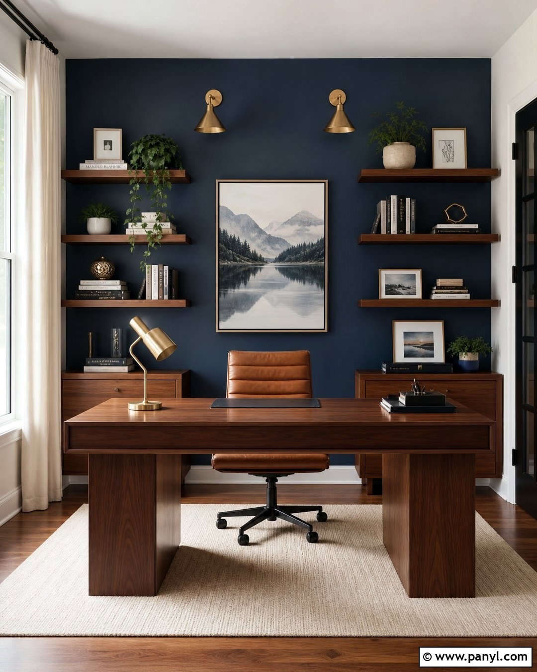 Navy Blue Accent Wall Study Room - 20 Blue Accent Wall Study Room Ideas